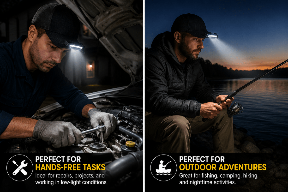 LED Hat Clip Light – 11 LED 400 Lumen Hands-Free Cap Light | Camping, Fishing, Hunting & Work Light
