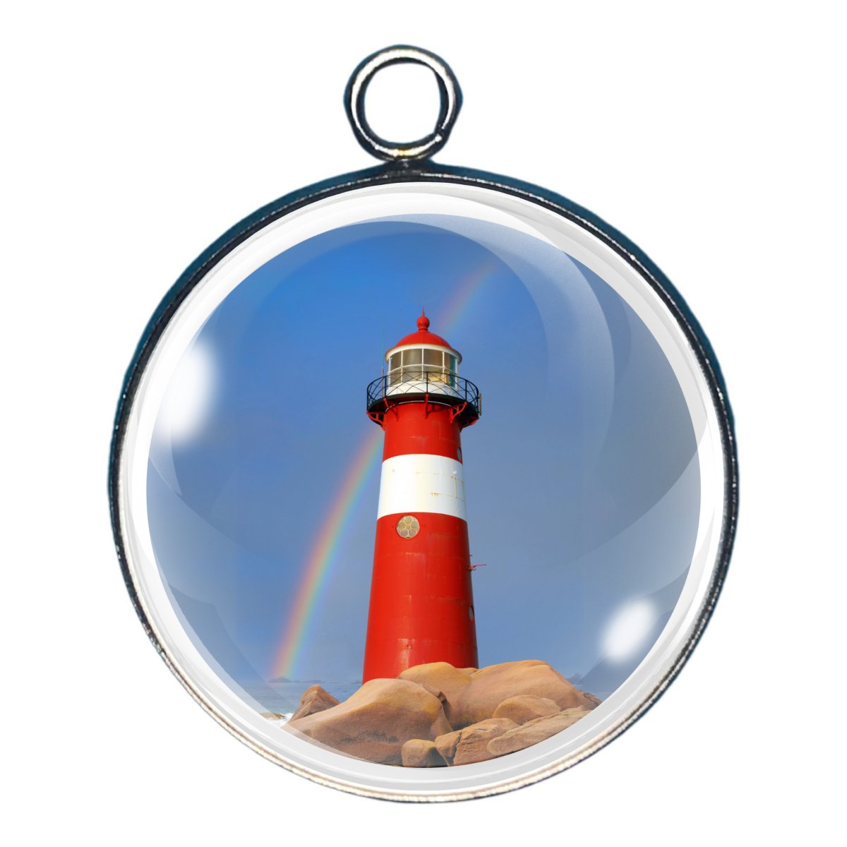 Lighthouse on the Sea Glass Cabochon Charms