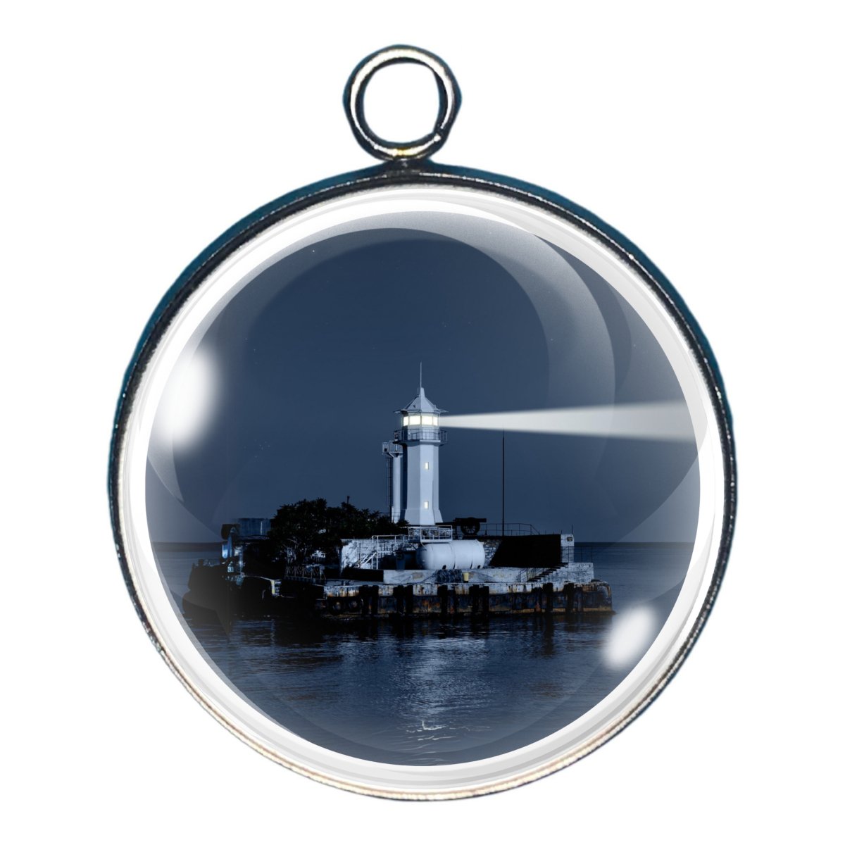 Lighthouse on the Sea Glass Cabochon Charms