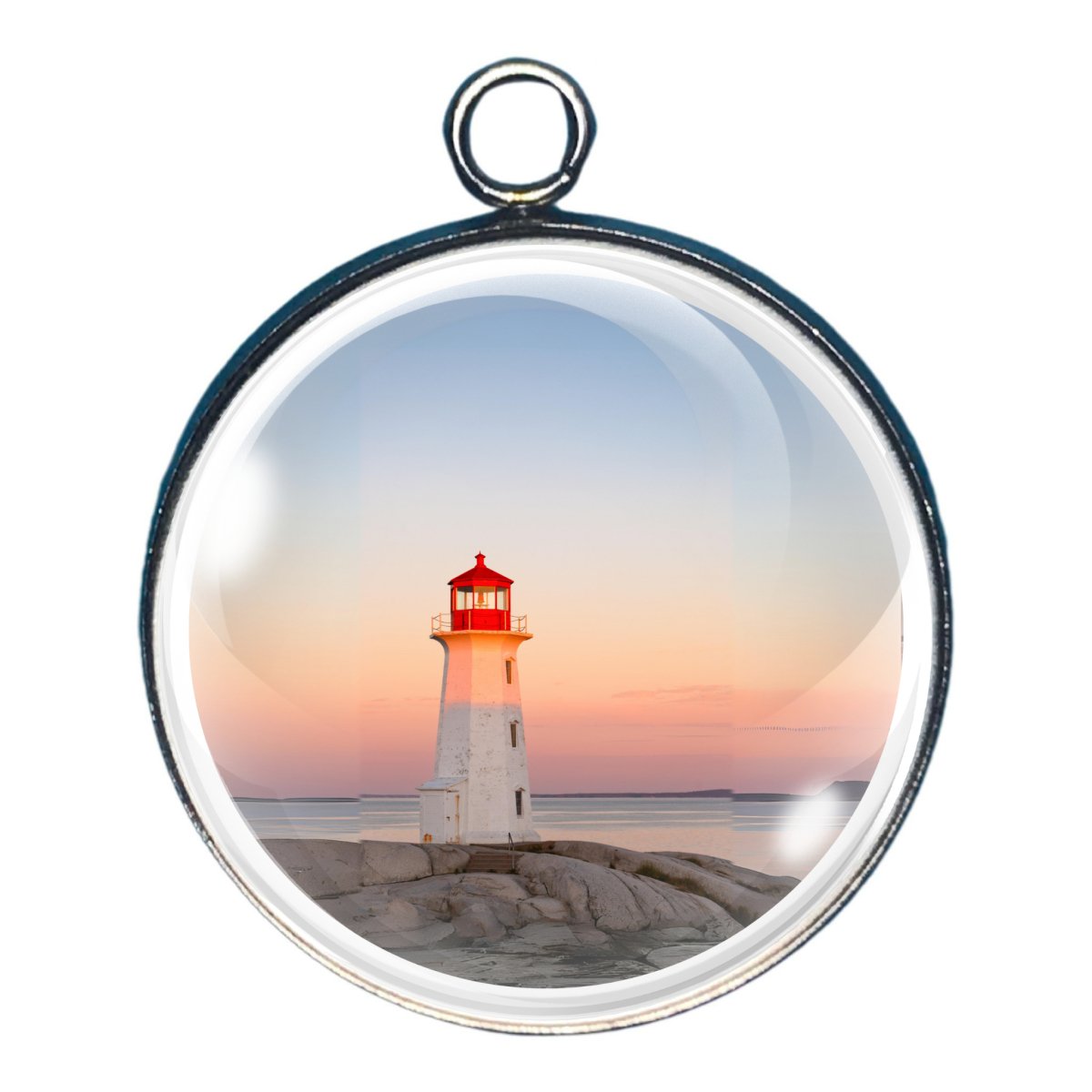 Lighthouse on the Sea Glass Cabochon Charms