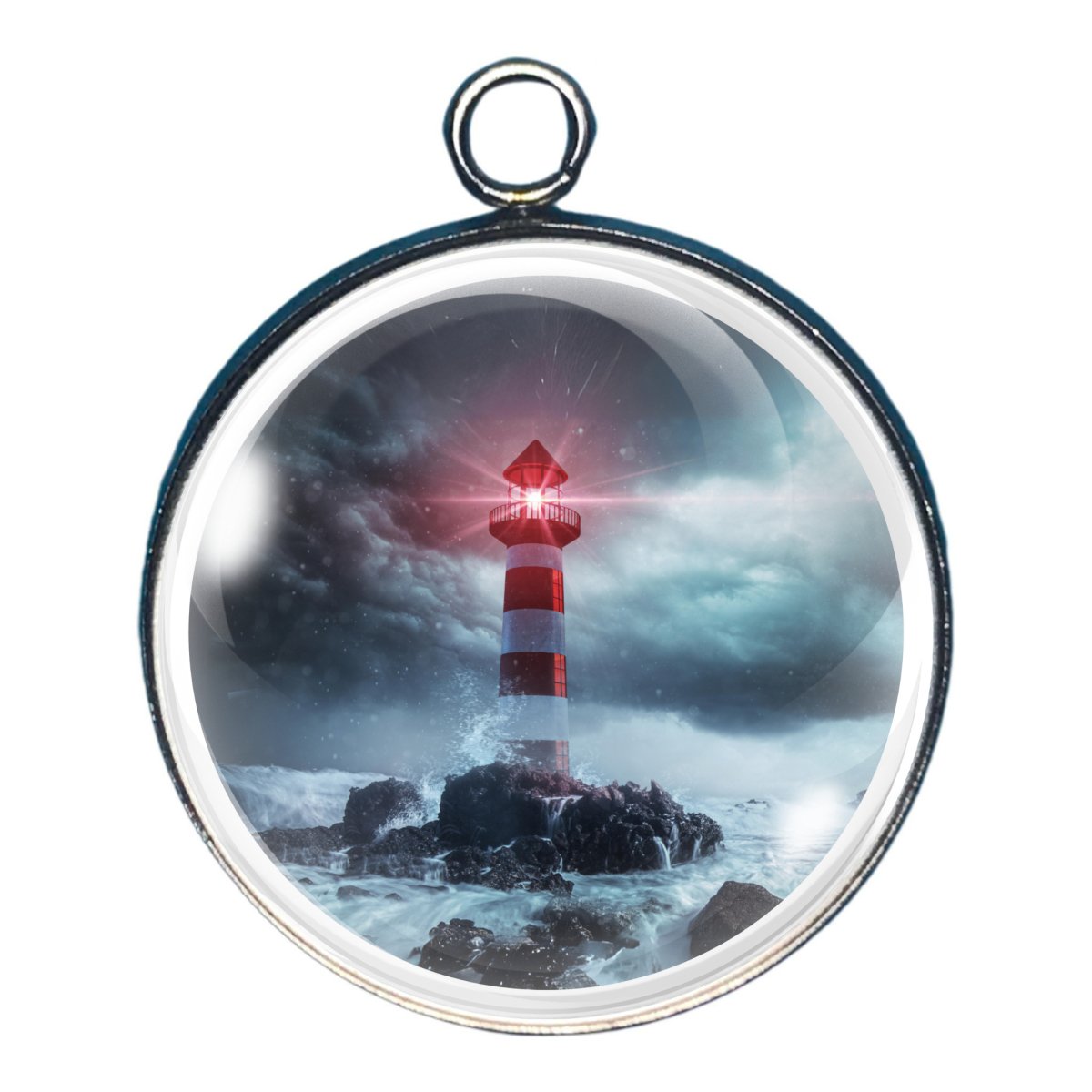 Lighthouse on the Sea Glass Cabochon Charms