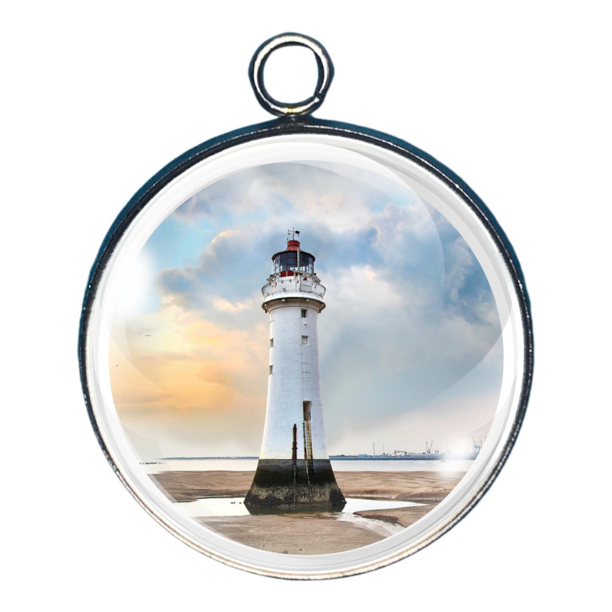 Lighthouse on the Sea Glass Cabochon Charms