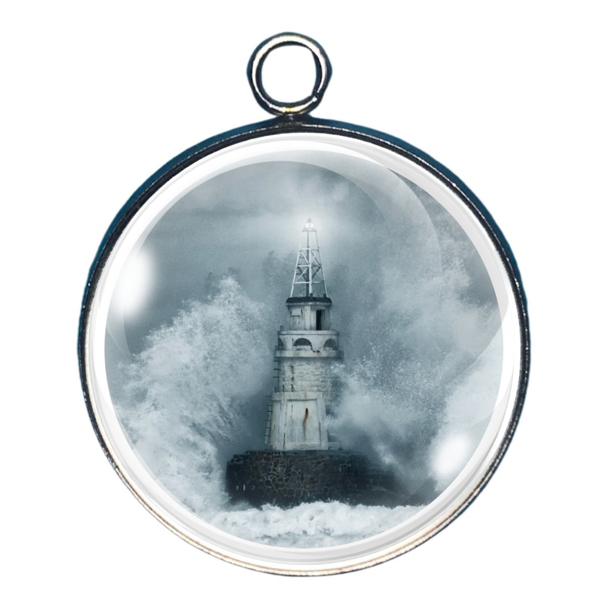 Lighthouse on the Sea Glass Cabochon Charms