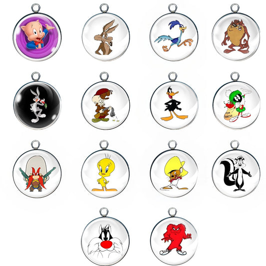 14 loony tunes glass cabochon charms