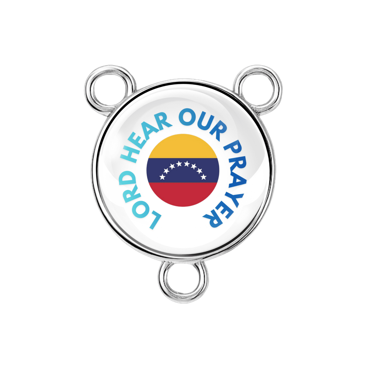 “Lord Hear Our Prayer” rosary center with Venezuelan flag