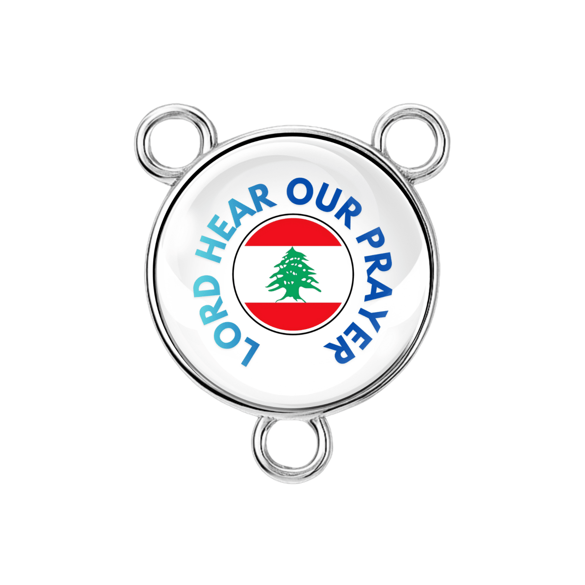 “Lord Hear Our Prayer” rosary center with Lebanon flag