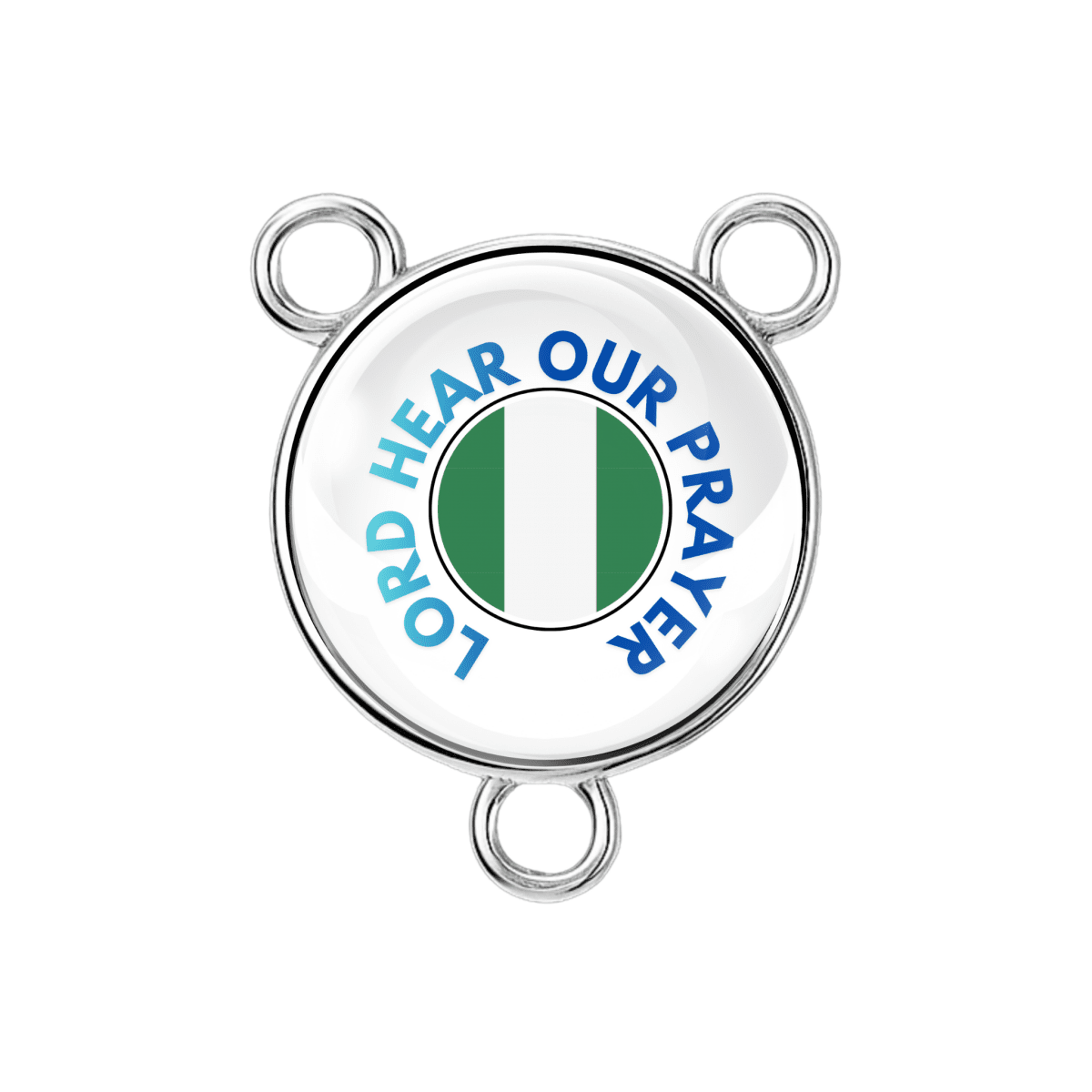 “Lord Hear Our Prayer” rosary center with Nigerian flag