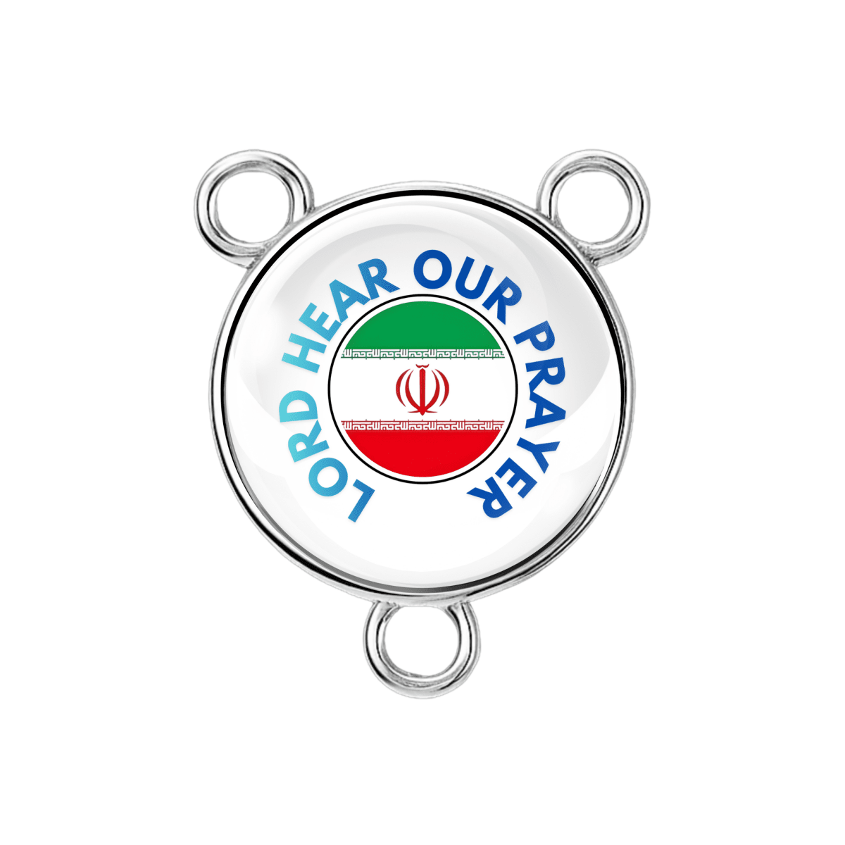 “Lord Hear Our Prayer” rosary center with Iranian flag