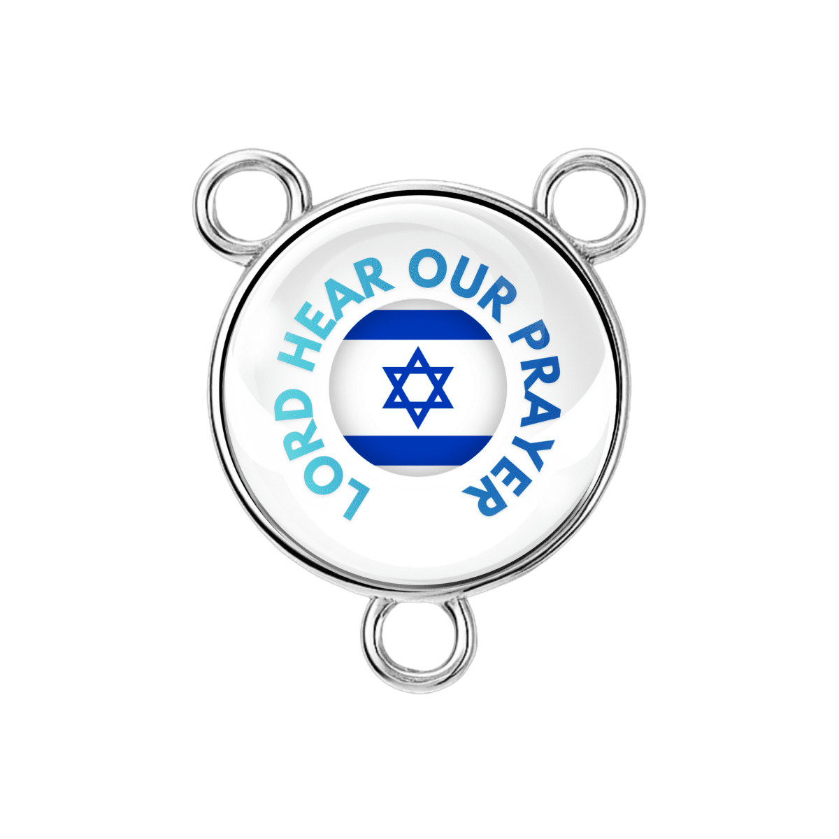 “Lord Hear Our Prayer” rosary center with Israel Flag