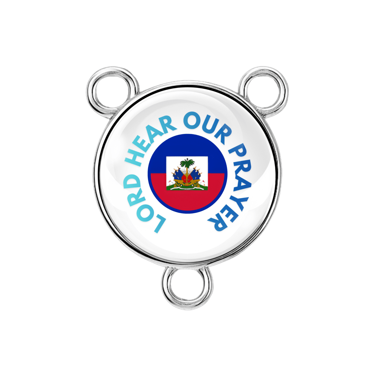 “Lord Hear Our Prayer” rosary center with Haitian flag