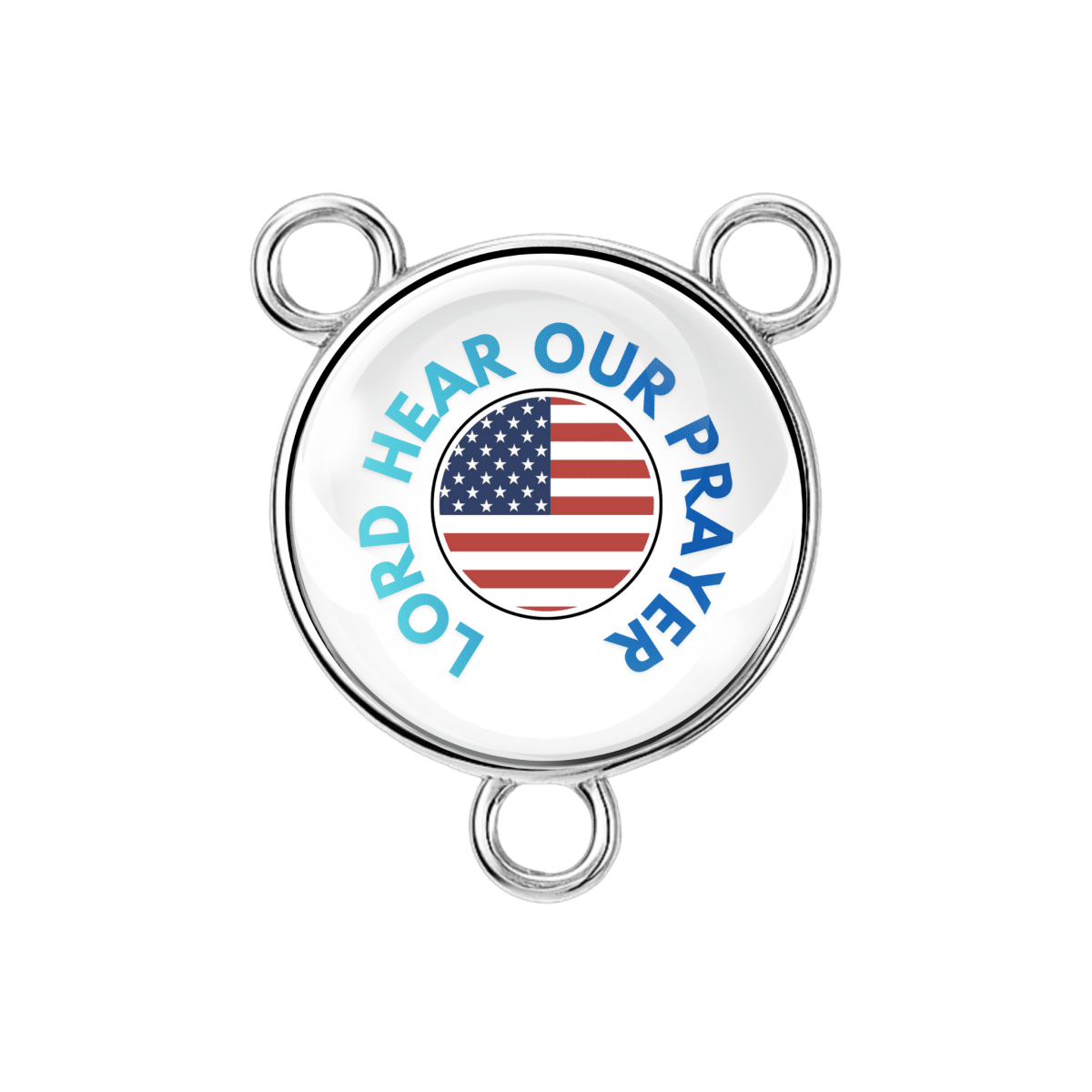 “Lord Hear Our Prayer” rosary center with United States flag