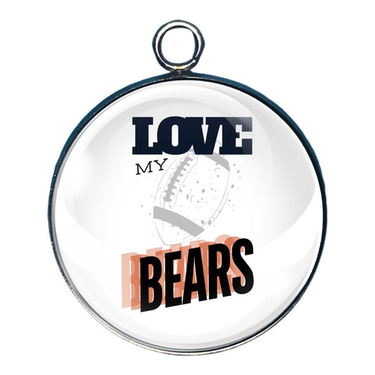 Love My Bears Football Team, Glass Cabochon Charms, Earrings or Keychain