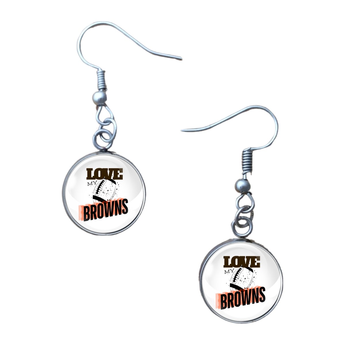 Love My Browns Football Team, Glass Cabochon Charms, Earrings or Keychain