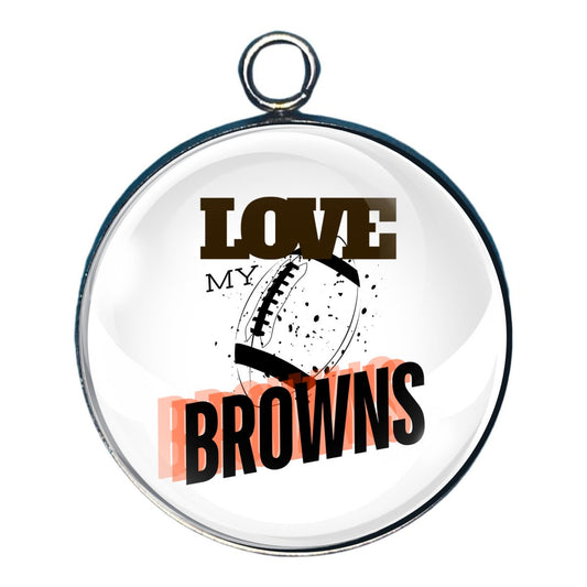 Love My Browns Football Team, Glass Cabochon Charms, Earrings or Keychain