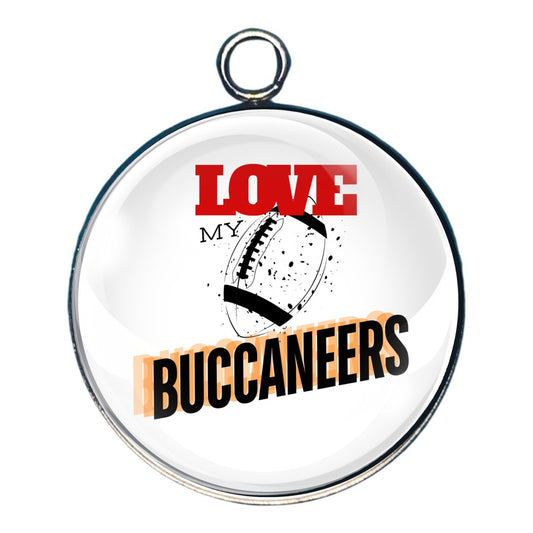Love My Buccaneers Football Team, Glass Cabochon Charms, Earrings or Keychain