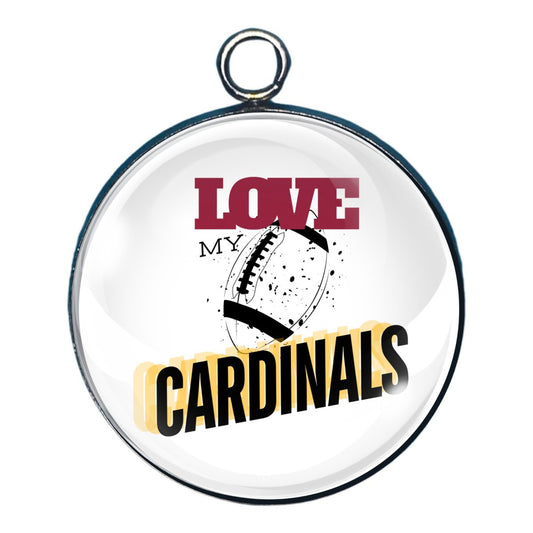 Love My Cardinals Football Team, Glass Cabochon Charms, Earrings or Keychain