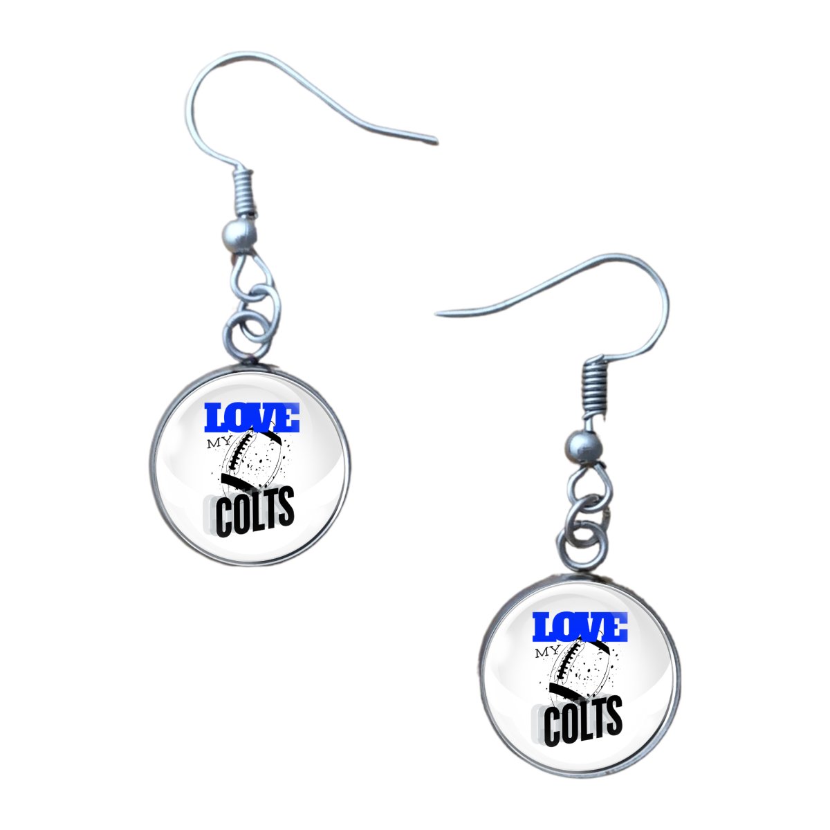 Love My Colts Football Team, Glass Cabochon Charms, Earrings or Keychain