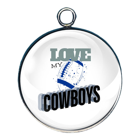 Love My Cowboys Football Team, Glass Cabochon Charms, Earrings or Keychain