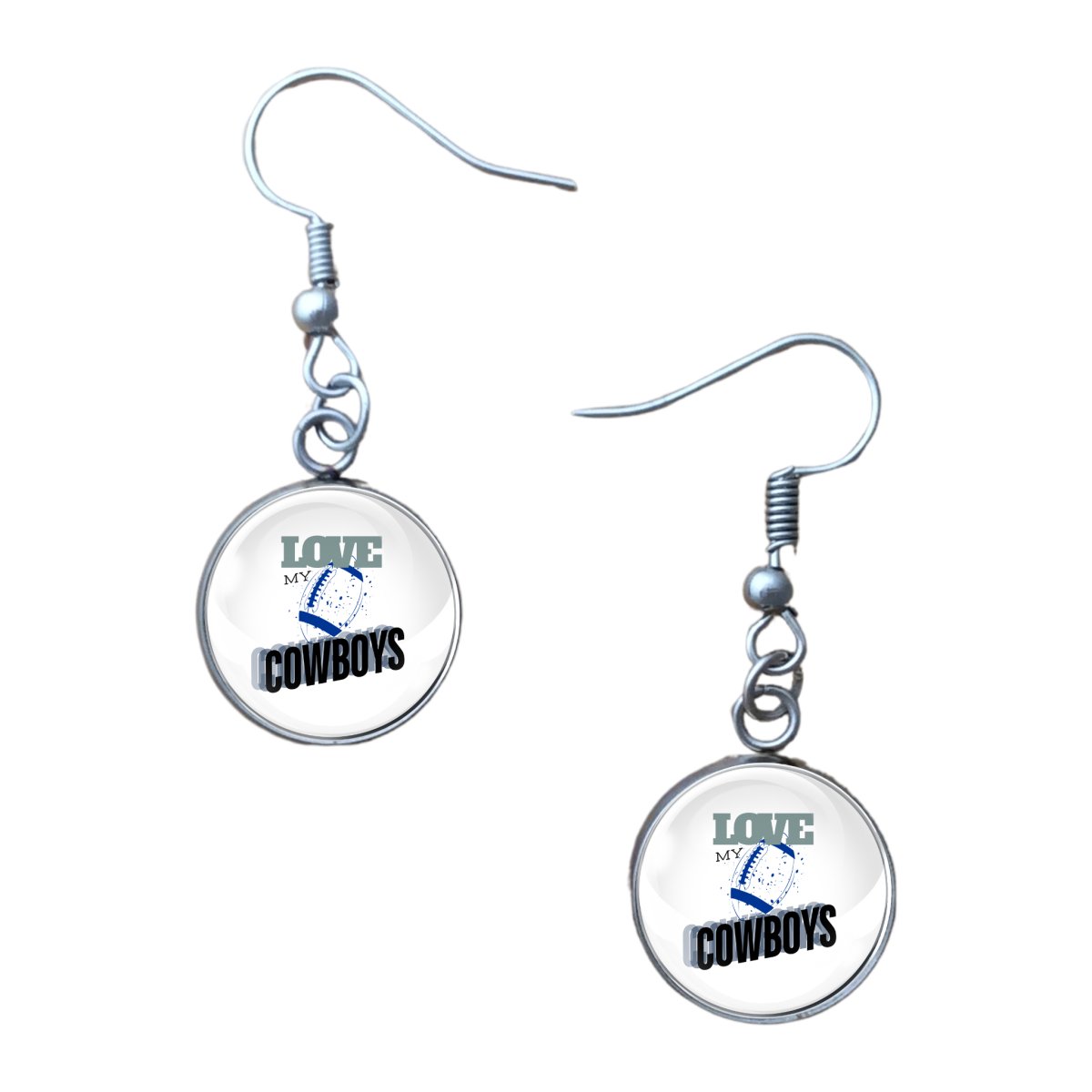 Love My Cowboys Football Team, Glass Cabochon Charms, Earrings or Keychain