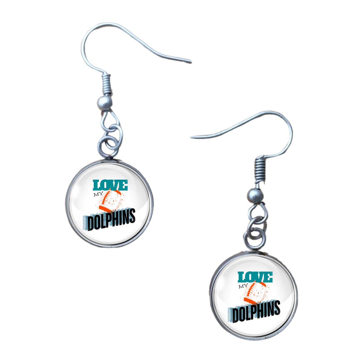 Love My Dolphins Glass Cabochon Charms, Earrings, Keychain