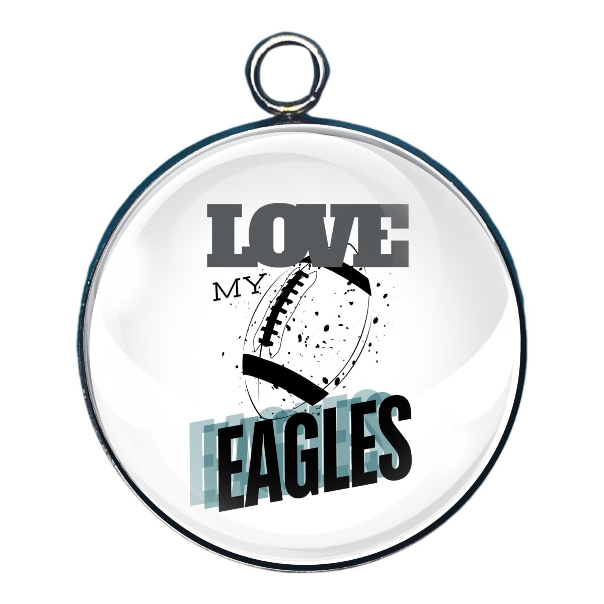 Love My Eagles Football Team, Glass Cabochon Charms, Earrings or Keychain