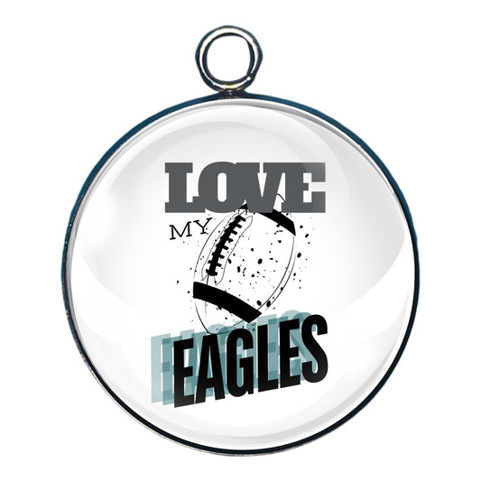 Love My Eagles Football Team, Glass Cabochon Charms, Earrings or Keychain