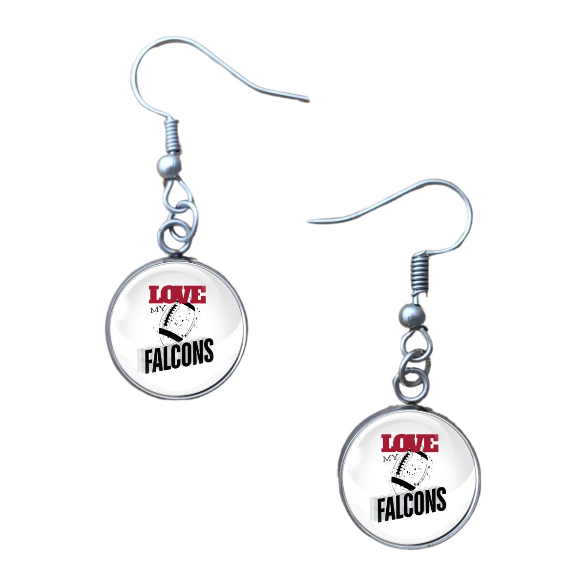 Love My Falcons Football Team, Glass Cabochon Charms, Earrings or Keychain