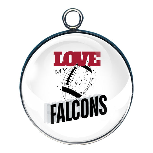 Love My Falcons Football Team, Glass Cabochon Charms, Earrings or Keychain