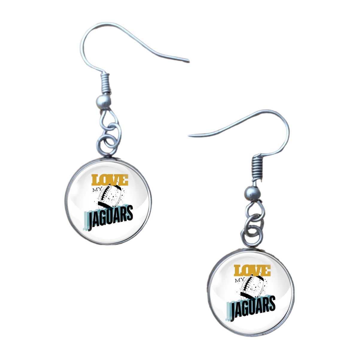 Love My Jaguars Football Team, Glass Cabochon Charms, Earrings or Keychain