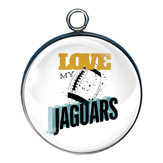 Love My Jaguars Football Team, Glass Cabochon Charms, Earrings or Keychain