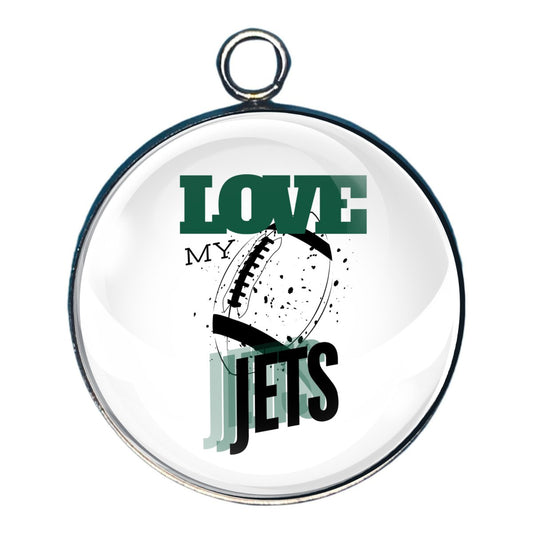 Love My Jets Football Team, Glass Cabochon Charms, Earrings or Keychain