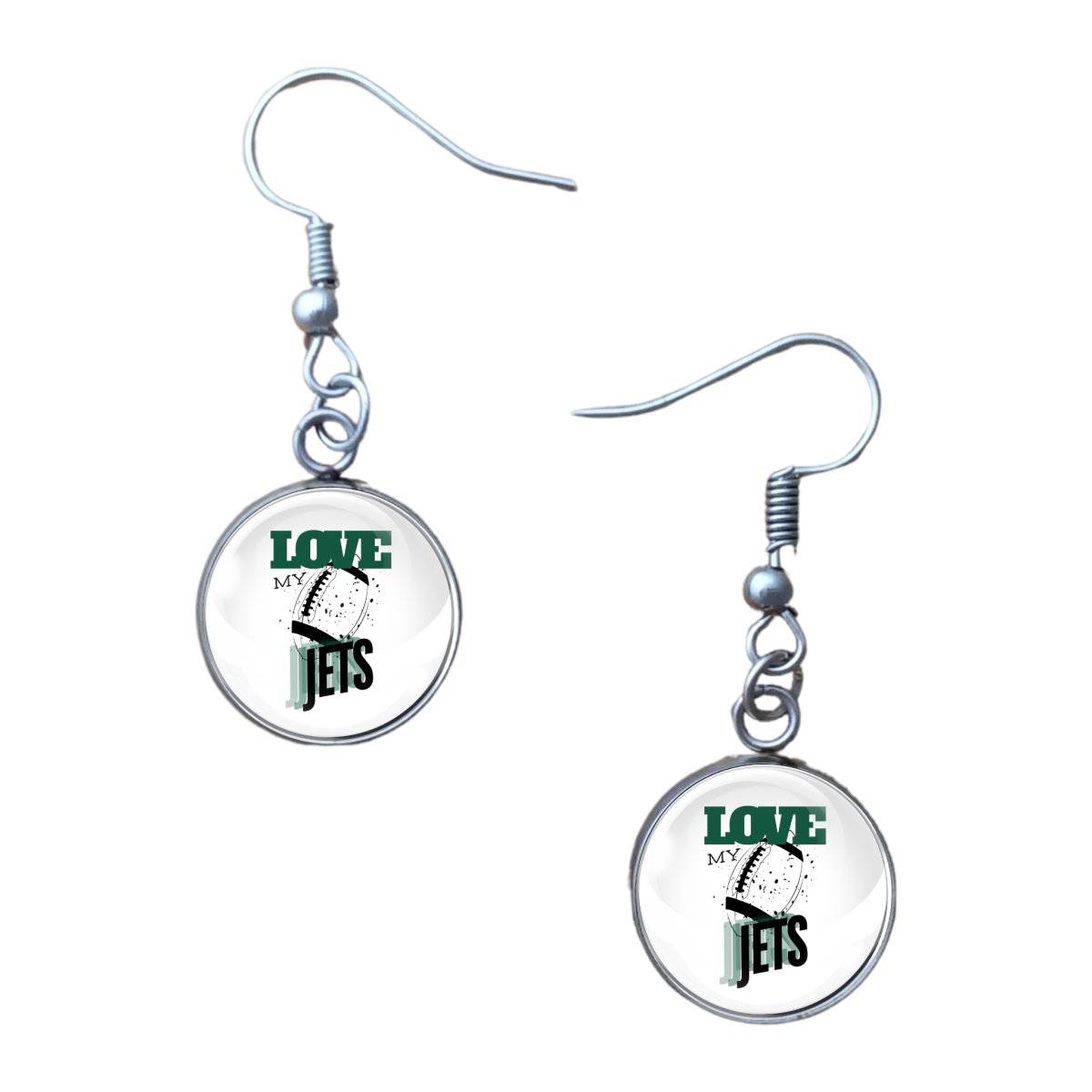 Love My Jets Football Team, Glass Cabochon Charms, Earrings or Keychain