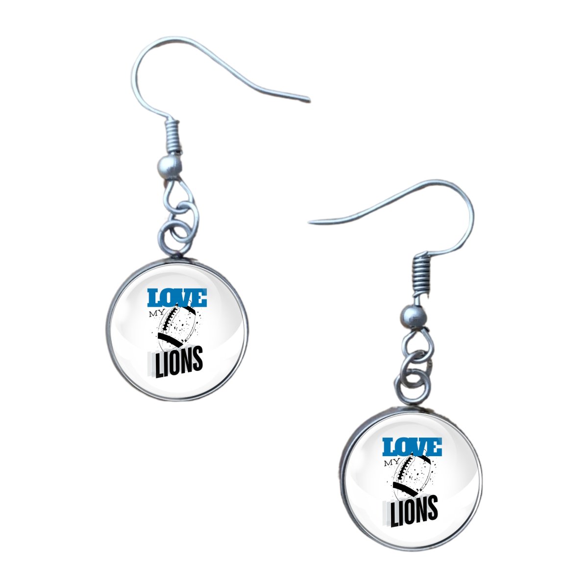 Love My Lions Football Team, Glass Cabochon Charms, Earrings or Keychain