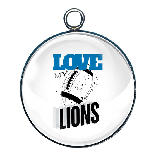 Love My Lions Football Team, Glass Cabochon Charms, Earrings or Keychain