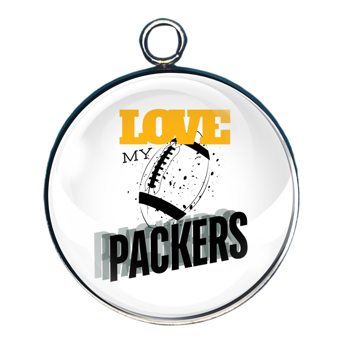 Love My Packers Football Team, Glass Cabochon Charms, Earrings or Keychain