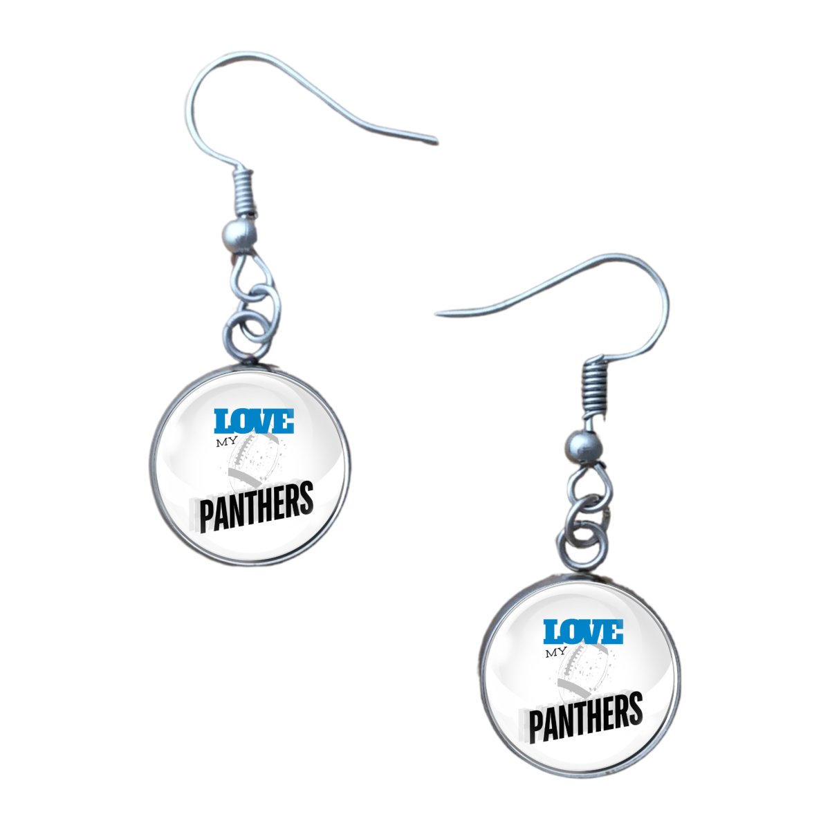 Love My Panthers Football Team, Glass Cabochon Charms, Earrings or Keychain