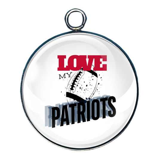 Love My Patriots Football Team, Glass Cabochon Charms, Earrings or Keychain