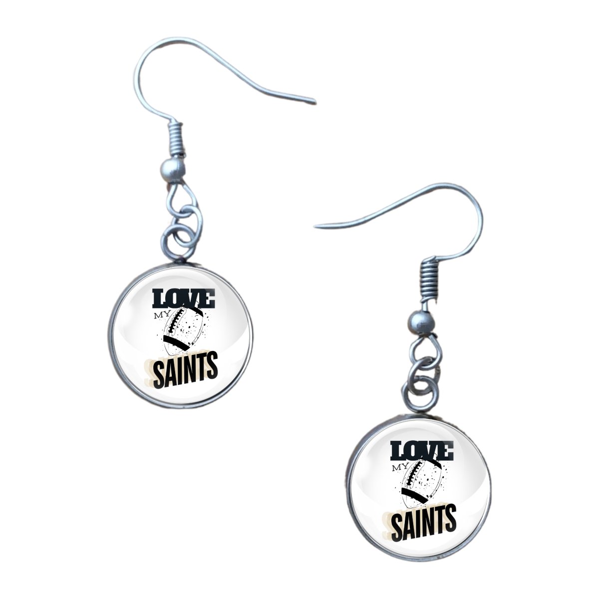 Love My Saints Football Team, Glass Cabochon Charms, Earrings or Keychain