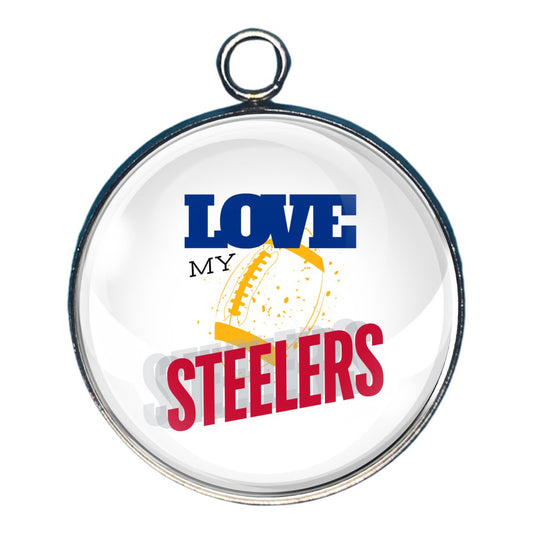 Love my Steelers Football Glass Cabochon Accessories