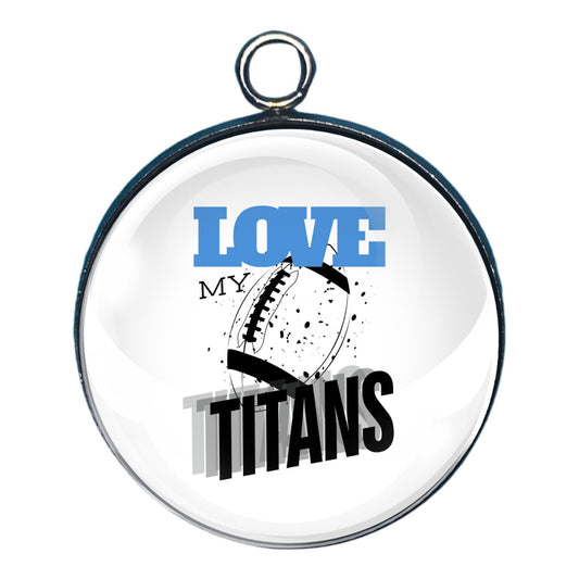 Love My Titans Football Team, Glass Cabochon Charms, Earrings or Keychain