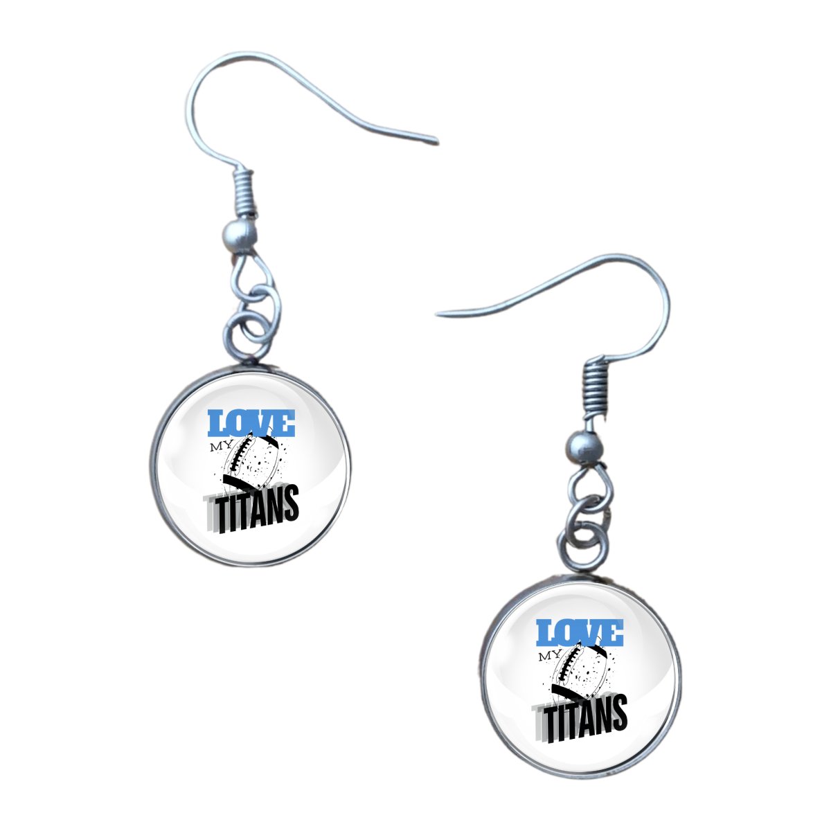 Love My Titans Football Team, Glass Cabochon Charms, Earrings or Keychain