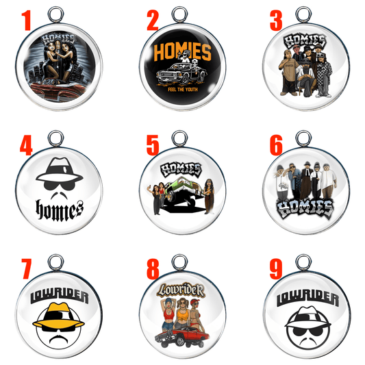 9 Lowrider Glass cabochon charms