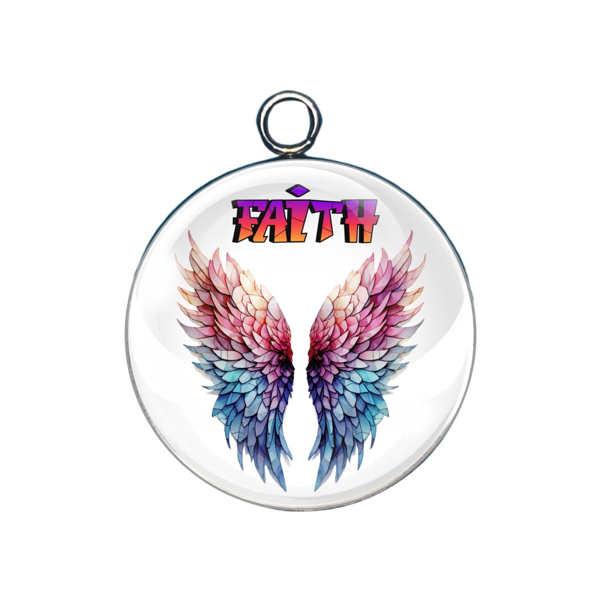 angel wing glass cabochon charm