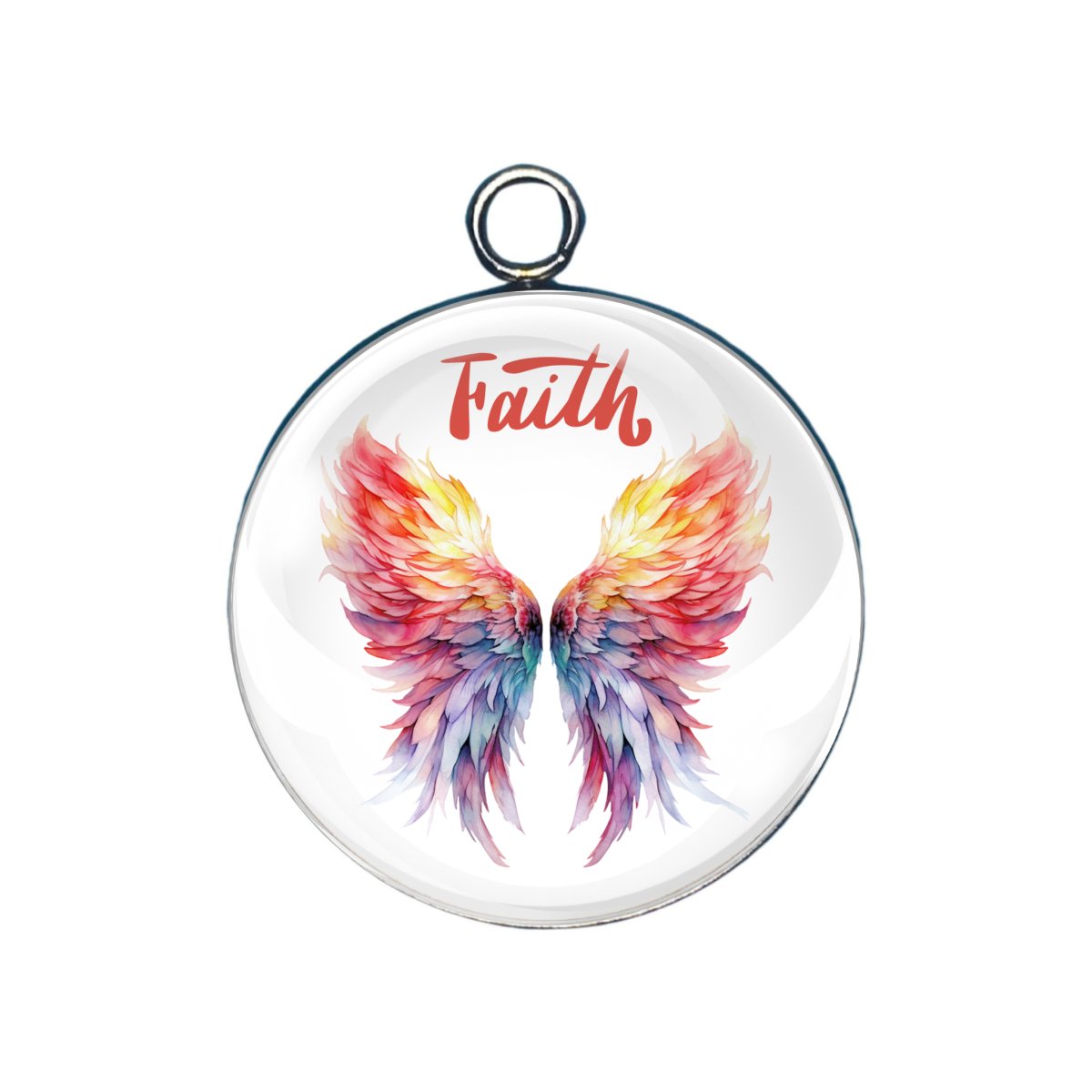 angel wing glass cabochon charm