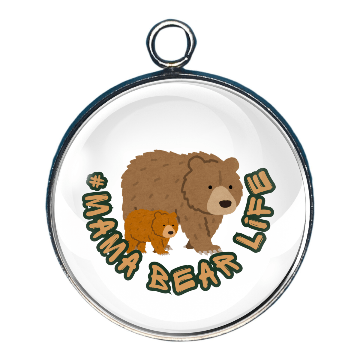 Mama Bear Life wildlife glass cabochon charm design