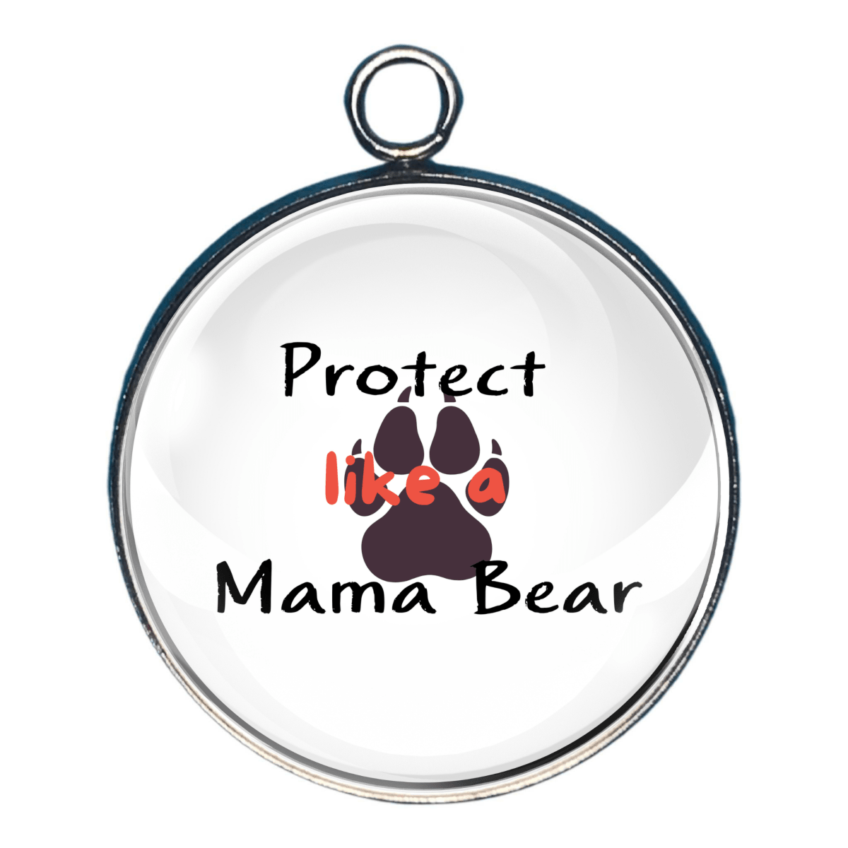 Protect Mama Bear glass cabochon charm