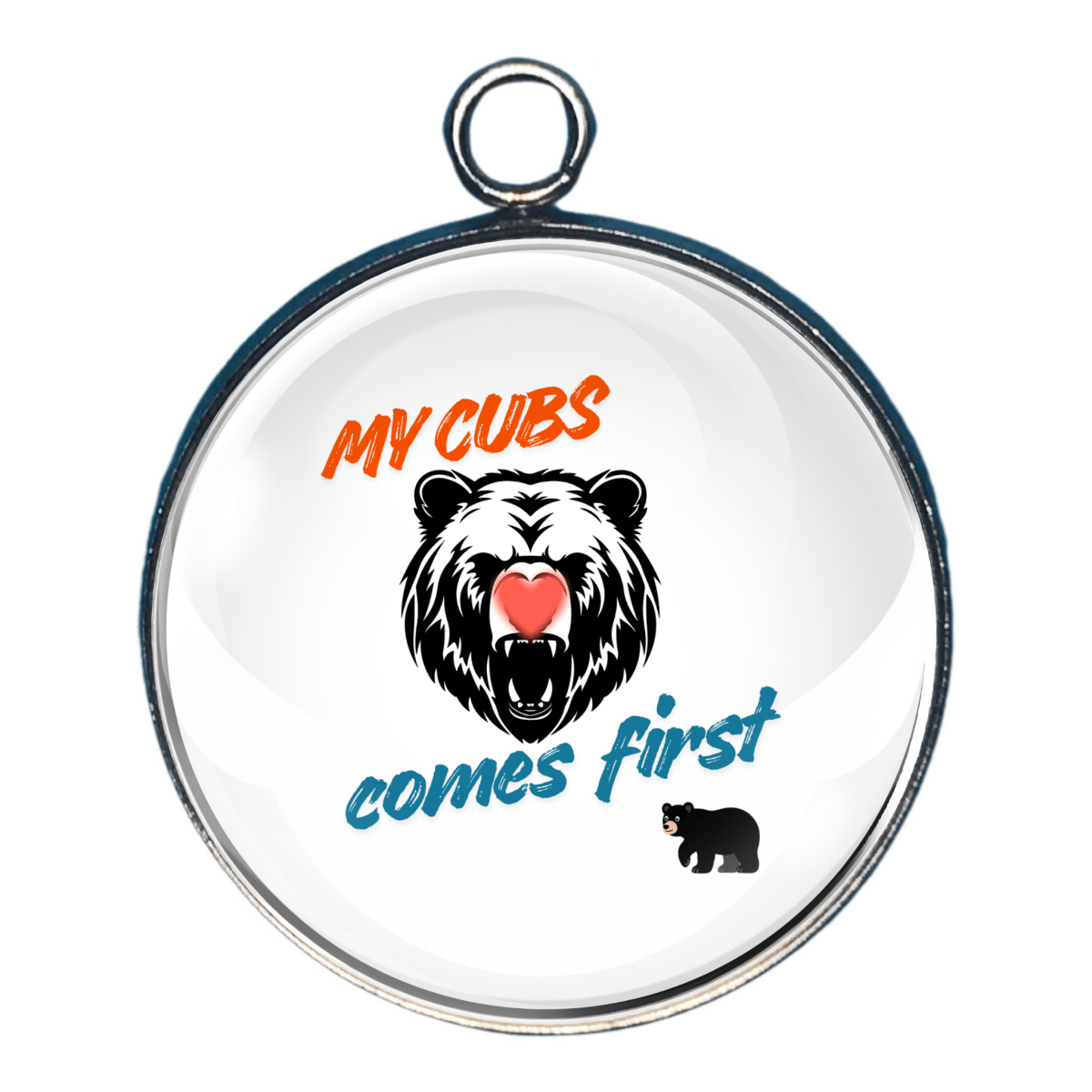 My Cubs Come First mama bear glass cabochon charm