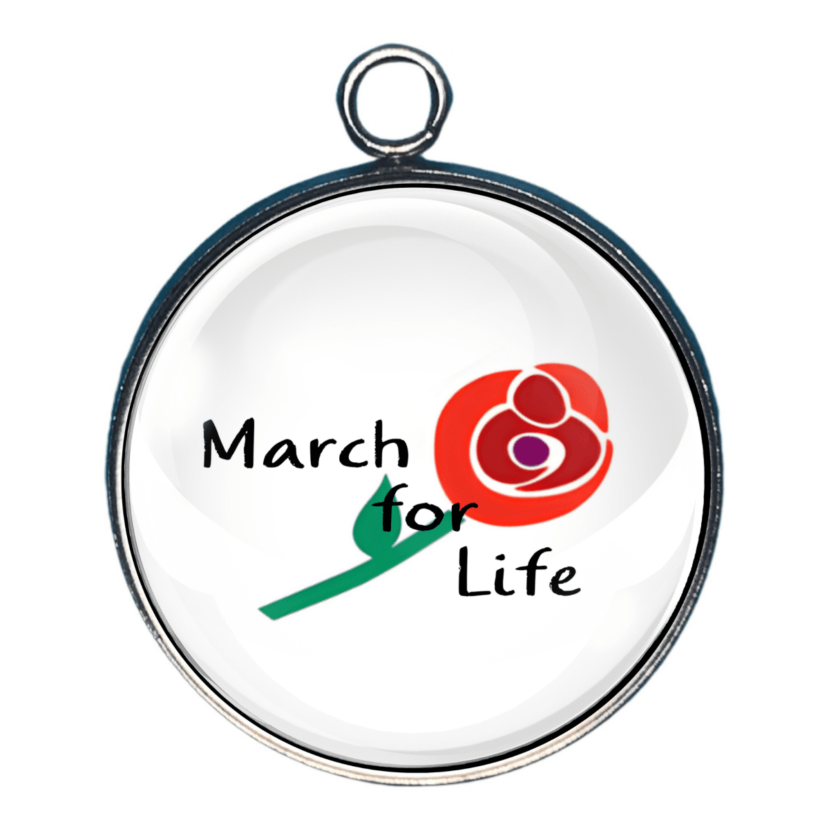 March for Life charm with rose and awareness ribbon