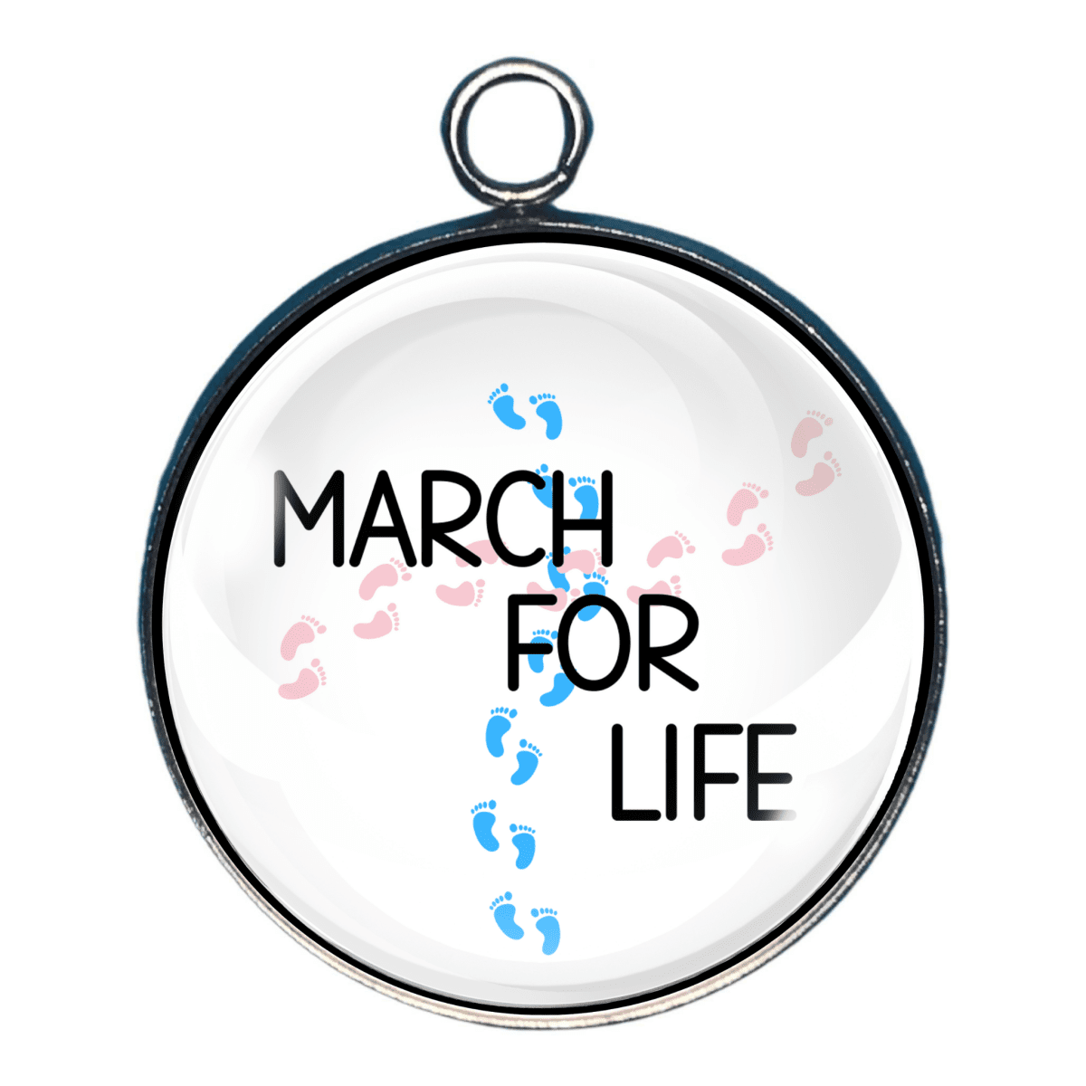 March for Life charm with colorful footprint design