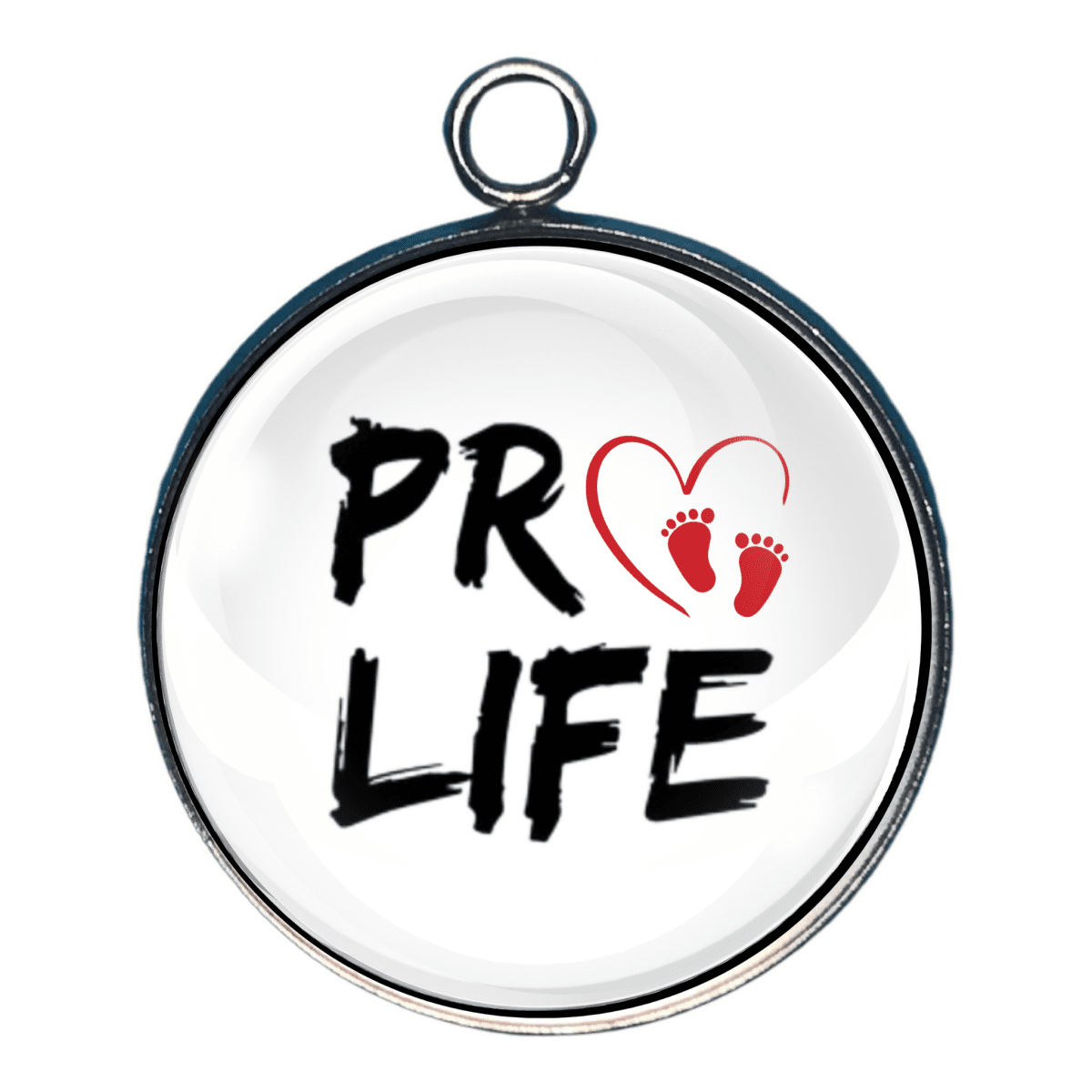 Pro Life charm with heart and baby footprints